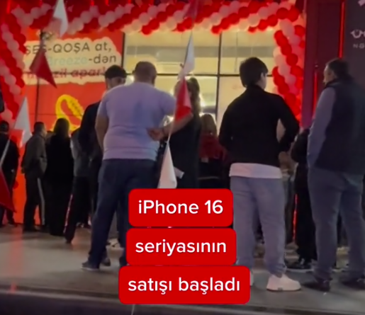 Bakıda "iPhone 16"ya görə növbəyə durdular - Gecə mağazaya axın oldu - FOTO