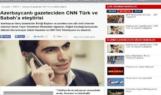 Azərbaycanlı jurnalist Türkiyə mətbuatında ‘CNN Türk’ə cavab verdi