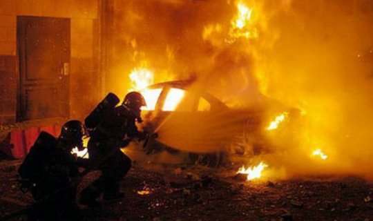 Sabirabadda qəza: Avtomobil yandı