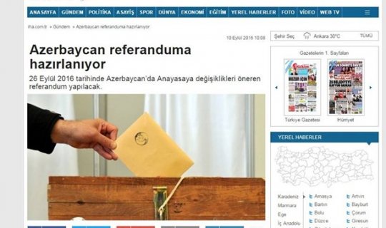 Türkiyə mediası Azərbaycanda keçiriləcək referendumdan yazıb