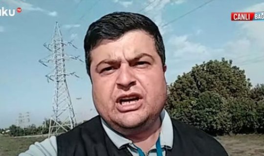 Baku TV-nin müxbiri reportaj hazırlayarkən mərmi atıldı - VİDEO