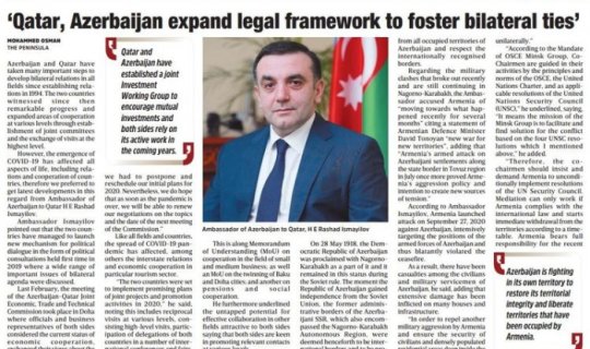 Səfir Qətər mediasında Qarabağdan danışdı
