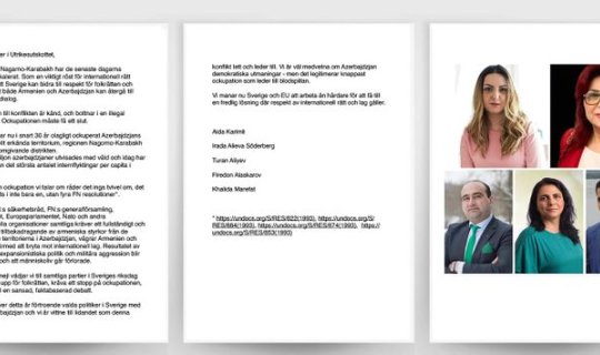 İsveç Krallığında yaşayan Azərbaycan əsilli siyasətçilər ölkə Parlamentinə müraciət edib