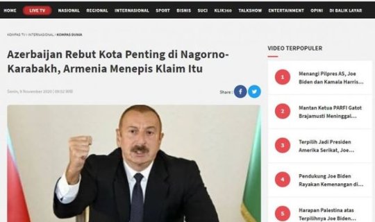 İndoneziya mətbuatı Şuşanın erməni işğalından azad edilməsini geniş işıqlandırdı - FOTO