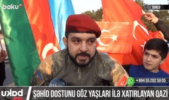 Şəhid dostunu göz yaşları ilə xatırlayan qazi - VİDEO