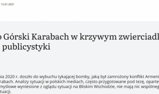 Polşa portalı Qarabağ münaqişəsinin tarixi aspektlərindən yazdı