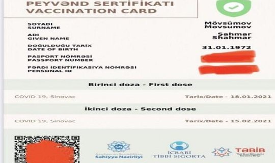 “Peyvənd sertifikatı” müddətsiz olacaq
