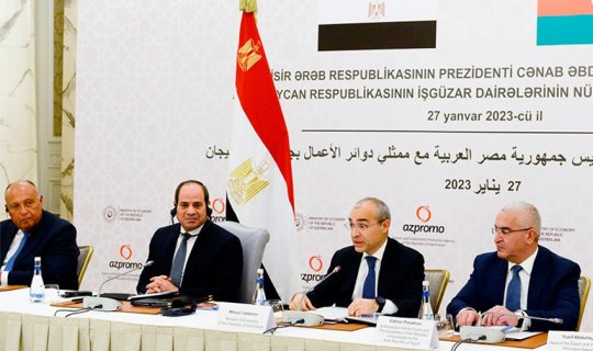 Misir Prezidenti Bakıda Azərbaycanın iş adamları ilə görüşüb