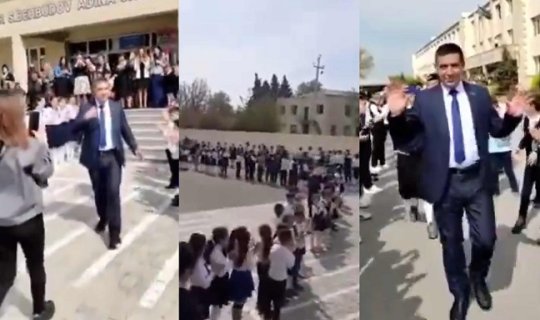 Azərbaycanda direktor alqışlarla yola salındı - VİDEO