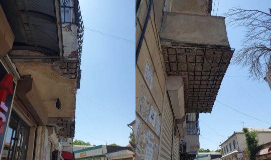 Bakıda bu binaların eyvanları təhlükə saçır - FOTO