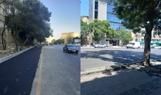 Ağaclar kəsildi, səki ləğv olundu xa0- FOTO