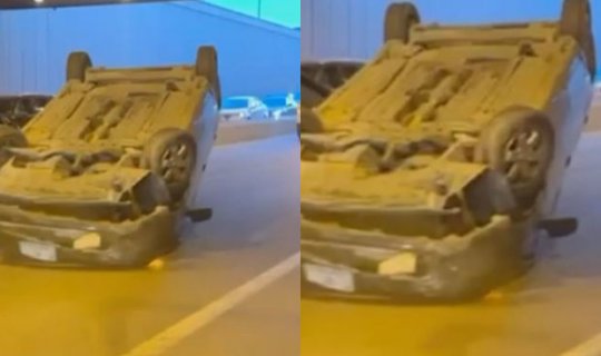 Bakıda tuneldə “Prius” aşdı - VİDEO