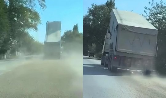 Yük maşını ilə təhlükə saçan sürücü məsuliyyətə cəlb olundu - FOTO