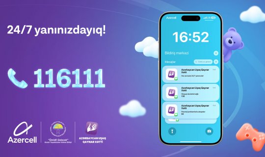 Azercell-in dəstəyi ilə yaradılan “Uşaq Qaynar Xətti”nə son 3 ay ərzində 500-ə yaxın zəng daxil olub