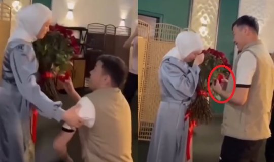Evlilik təklif edərkən diz çökən kişiyə qadının reaksiyası gündəm oldu - VİDEO