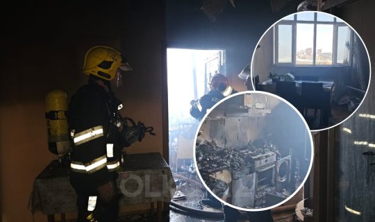 Bakıda yaşayış binasında yanan mənzildən GÖRÜNTÜLƏR