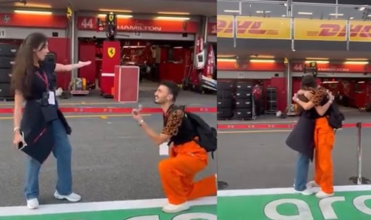 "Formula 1"də romantik anlar: Evlilik təklifi etdi - VİDEO