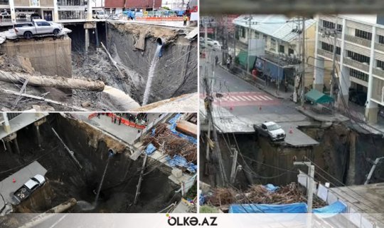 Banqkokda metroya görə yol 50 metr dərinliyində çökdü -&nbsp;VİDEO