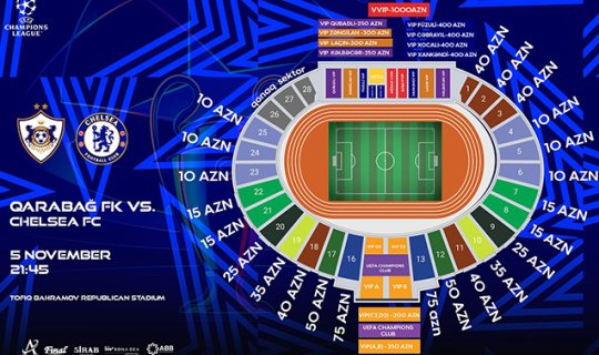"Qarabağ" - "Çelsi" oyununun biletləri satışa çıxarılıb