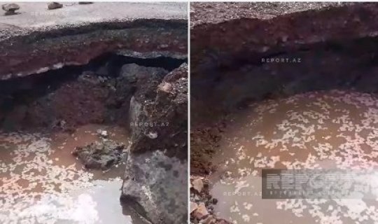 Daşkəsəndə seldən sonra yol çökdü