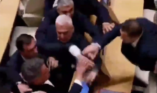 Gürcüstan parlamentinin iclasında əlbəyaxa dava - VİDEO