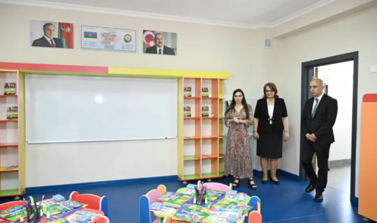 Leyla Əliyeva Yevlaxda məktəb binasının açılışında iştirak etdi