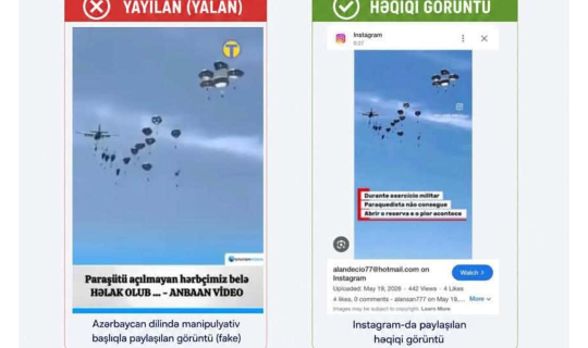 Ölən hərbçimizlə bağlı yayılan paraşüt görüntüləri yalandır - FOTO