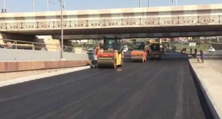 Bakının mərkəzində bağlanan yollarda təmir işləri 2 günə yekunlaşacaq