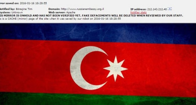 Rusiya səfirliyinin saytına bayrağımızın fotosunu yerləşdirdilər