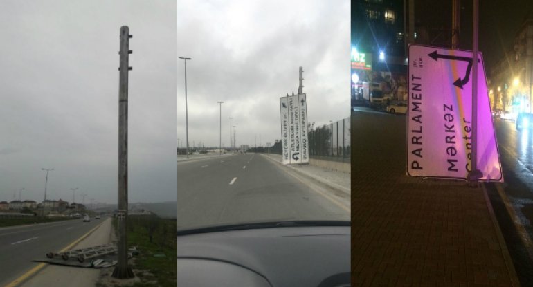Güclü külək yol təsərrüfatına ciddi ziyan vurub