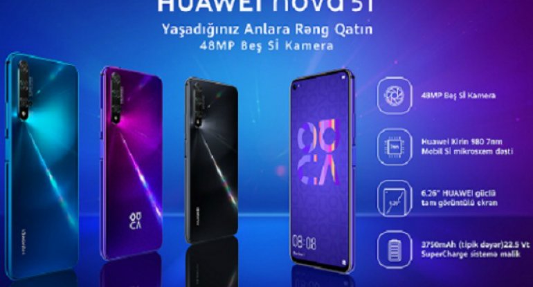 Sabah Yeni Ulduz Huawei Nova 5T modelinin Baku Electronics mağazalar şəbəkəsinin Nərimanov filialında rəsmi təqdimatı keçiriləcək