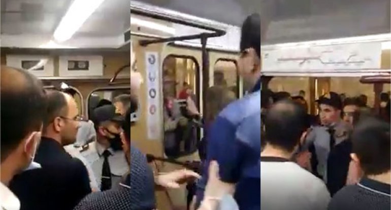 Bakı metrosunda polislə sərnişin arasında dava düşdü