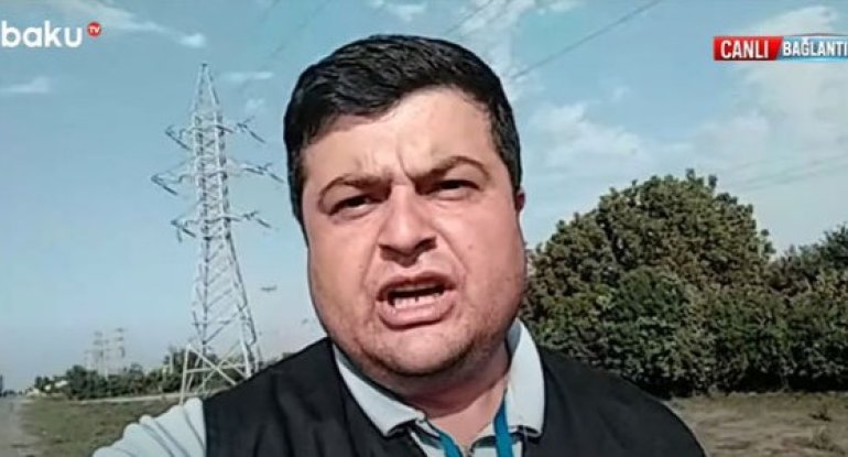 Baku TV-nin müxbiri reportaj hazırlayarkən mərmi atıldı - VİDEO