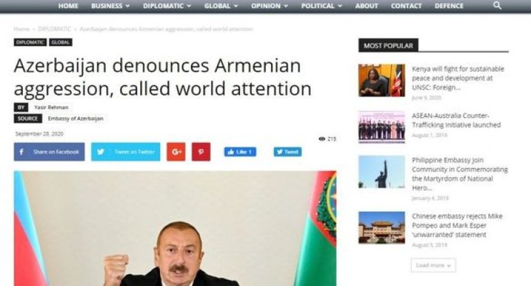 Avstraliya mətbuatı Hikmət Hacıyevin cəbhədəki erməni təxribatı barədə bəyanatına xüsusi yer ayırıb