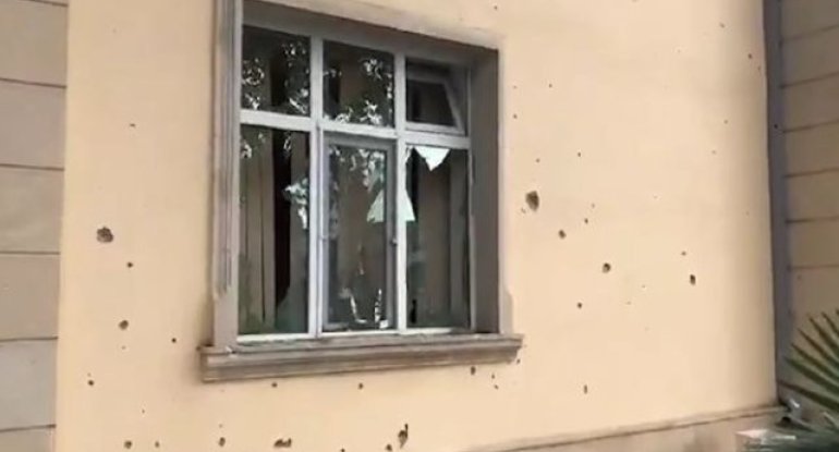 Tərtərdə vurulmuş məhkəmə binasının görüntüləri - FOTO/VİDEO