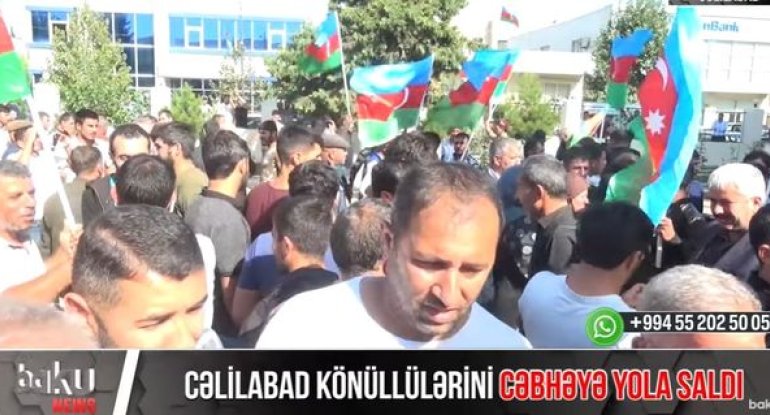 Cəlilabad könüllülərini cəbhəyə yola saldı - VİDEO