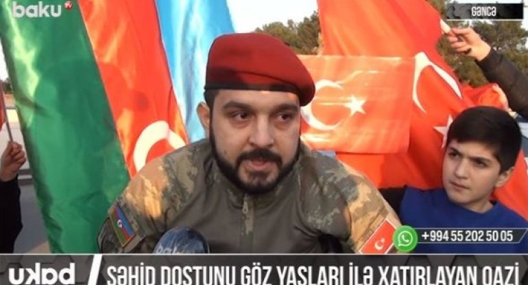 Şəhid dostunu göz yaşları ilə xatırlayan qazi - VİDEO