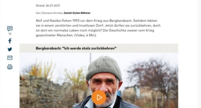 Alman portalında ermənilər tərəfindən dağıdılmış kəndlər haqqında videoreportaj yayımlanıb