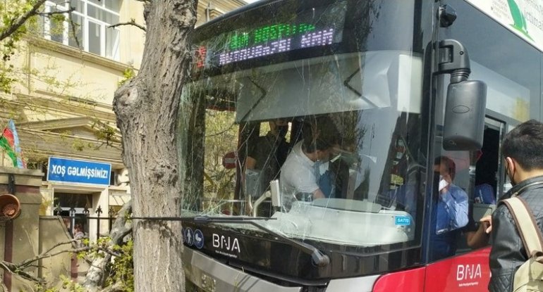“BakuBus”un avtobusu ağaca çırpılıb, xəsarət alanlar var - FOTO