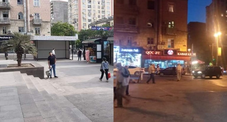 Bakının mərkəzində yeni quraşdırılan ticarət köşkü SÖKÜLDÜ + FOTO
