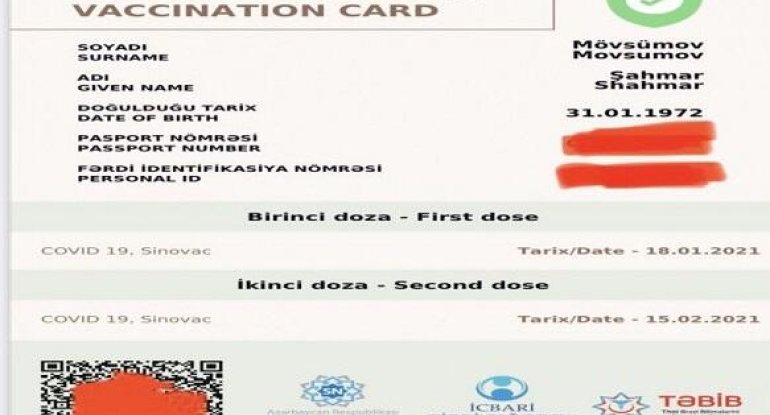“Peyvənd sertifikatı” müddətsiz olacaq