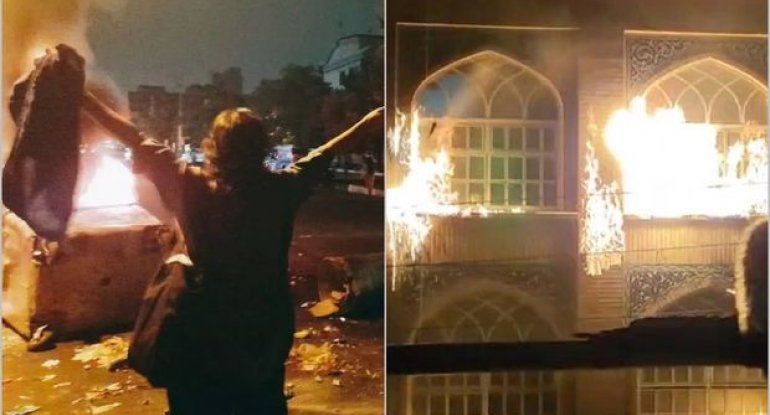 İranda Xomeyninin evi yandırıldı - VİDEO