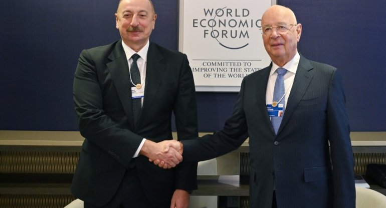 Azərbaycan Prezidenti Dünya İqtisadi Forumunun sədri ilə görüşüb