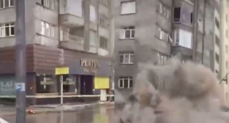 Türkiyənin Elazığ şəhərində canlı yayım zamanı daha bir bina çökdü - VİDEO