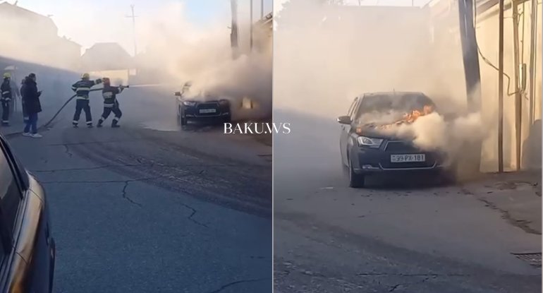 Bakıda maşın yanıb - ANBAAN VİDEO