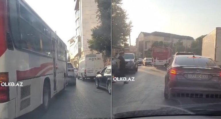 Avtobus sürücüsündən kobud qayda pozuntusu: Sərnişinləri təhlükəyə atdı - VİDEO