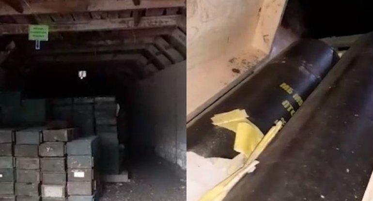 Hərbçilərimiz daha bir sursat anbarı aşkarladılar - VİDEO