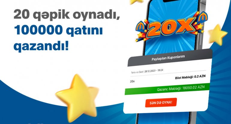 “ePoz-Qazan” oyunu 20X-də 20 qəpiyə 20 min manat uduldu