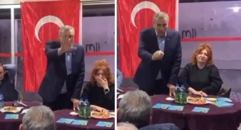 Türkiyəli namizədin vətəndaşa əl hərəkəti viral oldu - VİDEO
