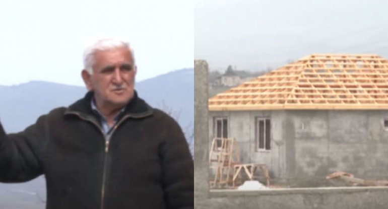 Ailəsi soyqırıma məruz qalan Xocalı sakini öz evinin tikintisində iştirak edir - VİDEO